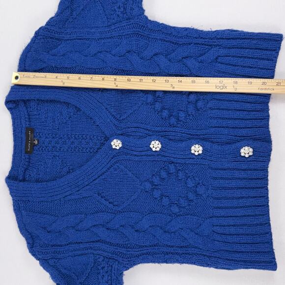 Slate & Willow Women's Bobble Chunky Knit Cardigan Sweater Small Blue - Picture 13 of 14